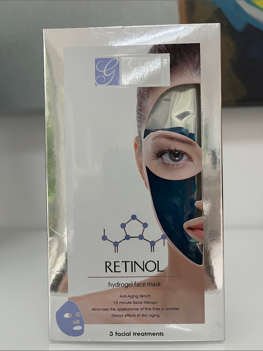 Global Beauty Care Premium Retinol Hydrogel Face Mask Set of 3 New in Box NWT